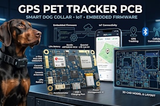 design gps pet tracker pcb, smart dog collar, iot wearable and embedded firmware