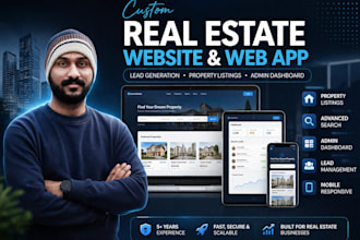 build custom real estate website web app with property listing system