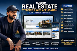 build custom real estate website web app with property listing system