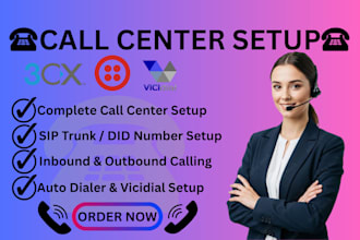 setup 3cx, vicidial and auto dialer with sip trunk for inbound and outbound call
