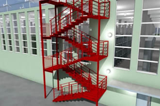 modern steel staircase design and cad drawings