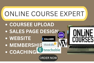 setup, upload online course on teachable, community, coaching, teachable website