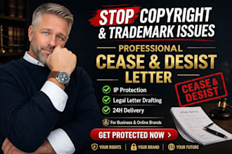 draft professional cease and desist legal letter for copyright and trademark
