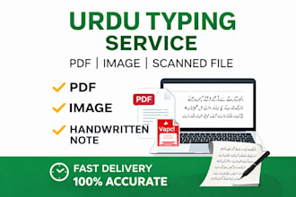do urdu typing from image, PDF, and handwritten notes