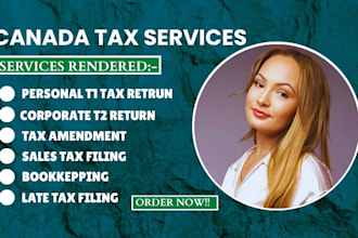 do canada corporate t2, personal t1 tax return, canada sales tax, bookkeeping