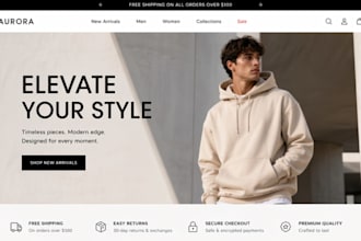 design clothing shopify store, fashion store, clothing brand website