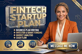 create saas startup fintech business plan with ROI market analysis, pitch deck