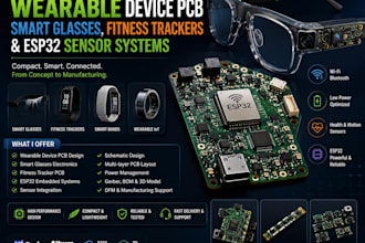design wearable device pcb, smart glasses, fitness trackers, esp32 sensor system