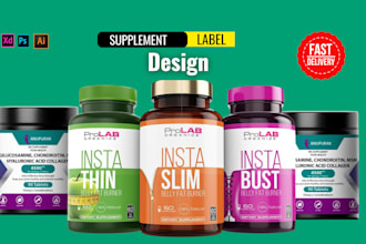 design professional supplement label design, bottle and vitamin label design