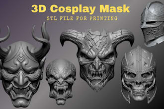 design custom 3d mask cosplay helmet for 3d printing stl model halloween 3d mask