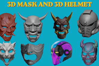 create custom 3d mask model 3d helmet cosplay stl file for 3d printing
