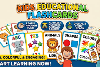 design fun and colorful kids card games educational flashcards board game box