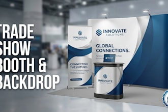 design professional trade show booth backdrop banner design, print ready files