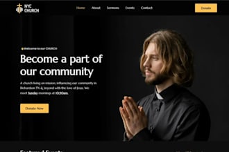 wordpress author website church website christian ministry donation, wix website