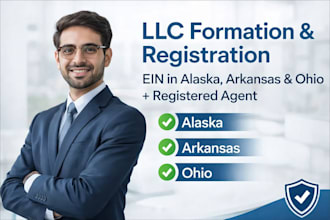 llc formation, llc registration, ein in alaska, arkansas, ohio, registered agent