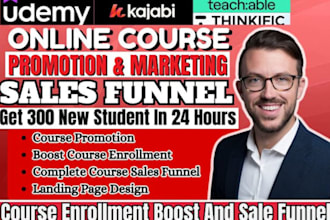 online course promotion udemy course marketing kajabi website sales