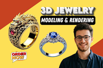 do 3d cad jewelry design and  jewelry rendering for rings, pendant and earrings