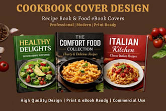 design a professional and eye catching cookbook, recipe book food ebook cover