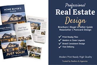 design a real estate brochure, buyer seller guide, newsletter and postcard
