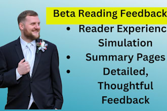 beta read your fiction novel and give real time reader reactions