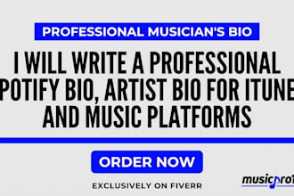 write a professional spotify bio, artist bio for itunes and music platforms