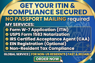 get itin number as irs caa and notarize usps form 1583