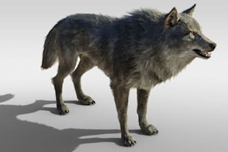 create realistic 3d animal model with fur for game animation or 3d printing