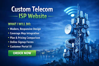 setup telecom, isp  hosting website with CRM, billing system saas integration