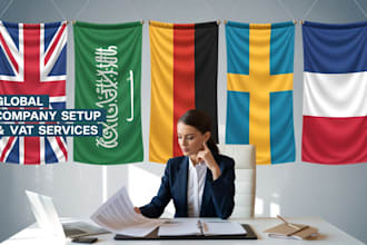register your UK, ksa, germany, sweden and france company and vat