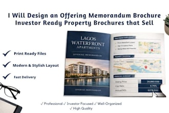 design an offering memorandum brochure for real estate investor property listing