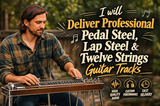 play professional pedal steel, lap steel or 12 twelve strings guitar tracks