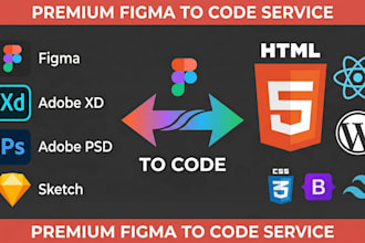 convert your figma, PSD or xd design to professional HTML, CSS, react or wp