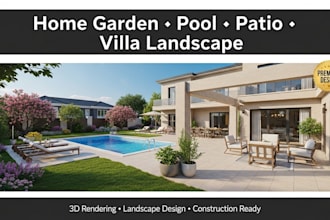 design home garden, pool, patio, villa landscape