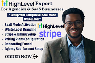 set up gohighlevel saas mode white label with stripe billing and onboarding
