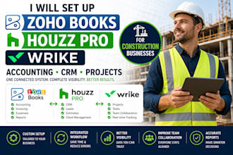 configure zoho books, houzz pro, and wrike for construction accounting CRM