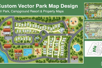 design custom vector map rv park map, campground layout resort map, property map
