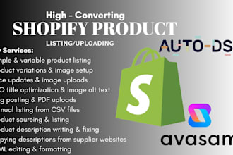 upload product hunting product listing shopify product upload via avasam autods
