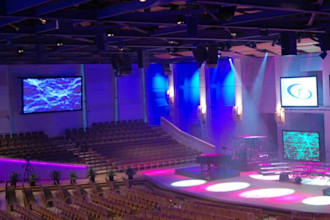 provide church interior and exterior design with 3d rendering