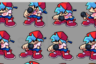 draw custom fnf sprite sheet fnf mod 2d character sprites fnf game sprite music