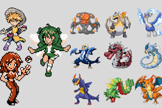 do custom pokemon and fakemon sprites, pokemon trainer sprite, overworld sprite