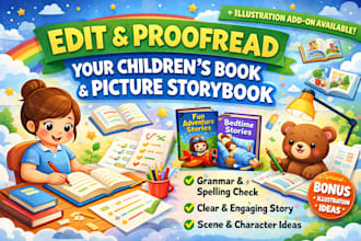 be children picture book editor, edit storybook, design child book illustration