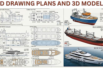 design 2d plans and 3d models for boats, ships, yachts and vessel