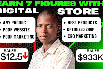 create 7figure shopify digital store, stan store, payhip, beacons or tiktok shop