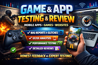 do game testing play test and review game app testing mobile app website test