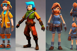 design low poly stylized 3d character model blender for game
