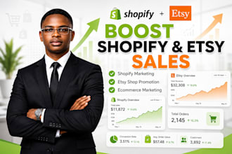 do shopify marketing, etsy  shop promotion with full ecommerce marketing