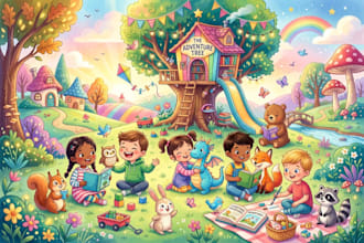 create children book illustration kids storybook characters and cover