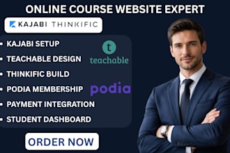 do online course website, thinkific, teachable, podia, kajabi membership sites
