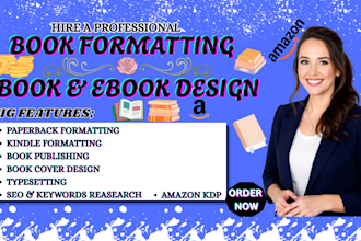 do book formatting, kindle publishing for amazon kdp, book layout design