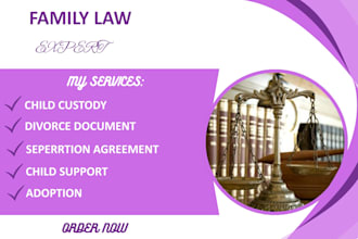 draft divorce, child custody and family law legal documents